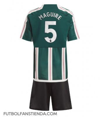Manchester United Harry Maguire #5 Segunda Equipación Niños 2023-24 Manga Corta (+ Pantalones cortos)